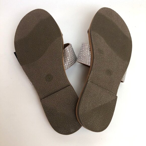 Big Buddha Womens 8 Silver Bling Rhinestone Flat Slip On Slide Sandals NEW NWT - Picture 6 of 6